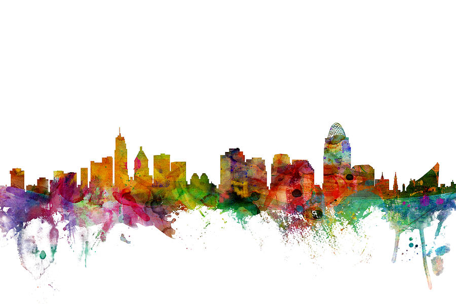 Cincinnati Ohio Skyline #2 Digital Art by Michael Tompsett