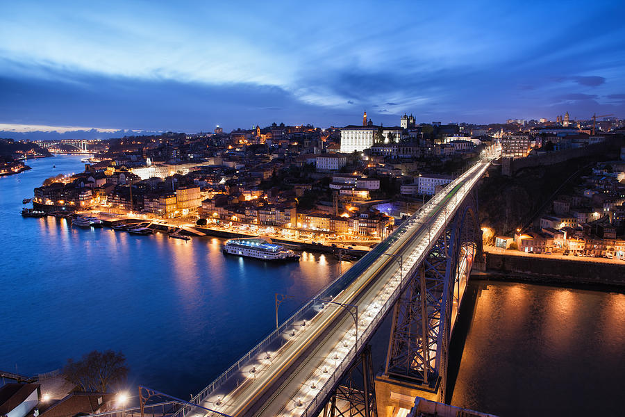 City of Porto at Night in Portugal  #3 Photograph by Artur Bogacki