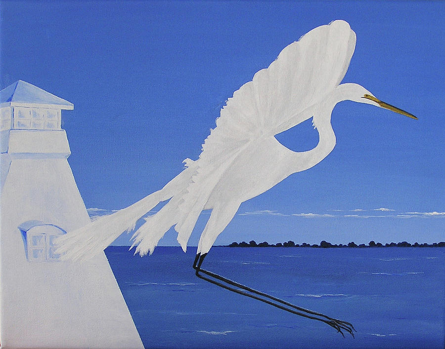 Egret Painting - Cleared For Landing by Debbie Kiewiet