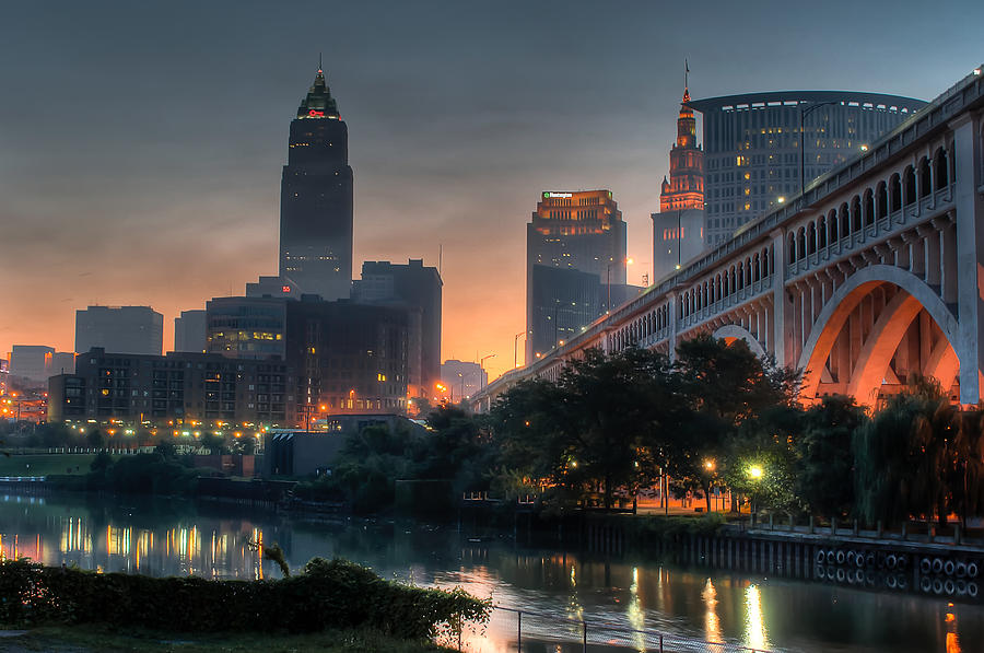 Cleveland Photograph - Cleveland Skyline at Dawn #2 by At Lands End Photography