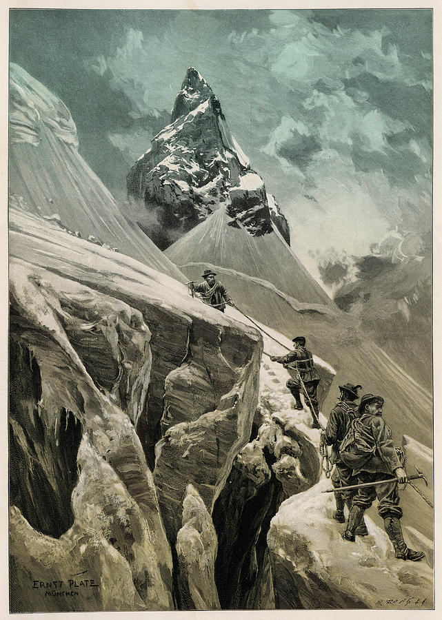 Mountain Drawing - Climbing The Crast-aguzza Part #2 by Mary Evans Picture Library