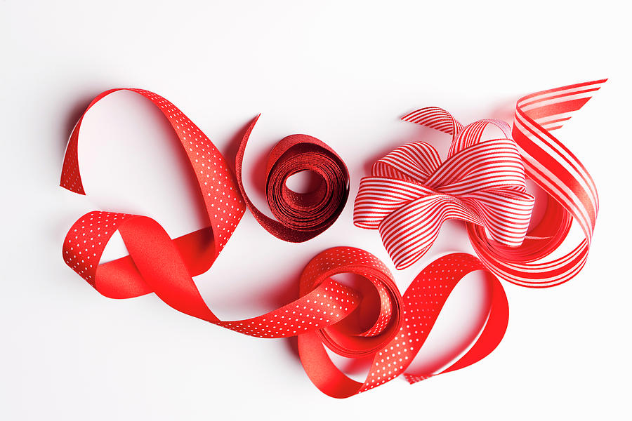 Close Up Of Decorative Red Ribbons #2 Photograph by Nils Hendrik Mueller
