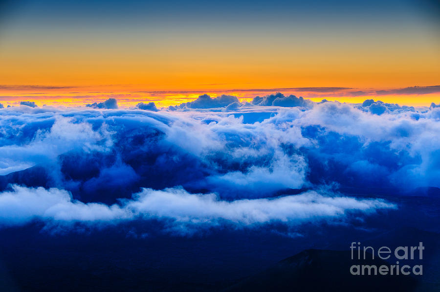 Clouds at sunrise over Haleakala Crater Maui Hawaii USA #2 Photograph by Don Landwehrle