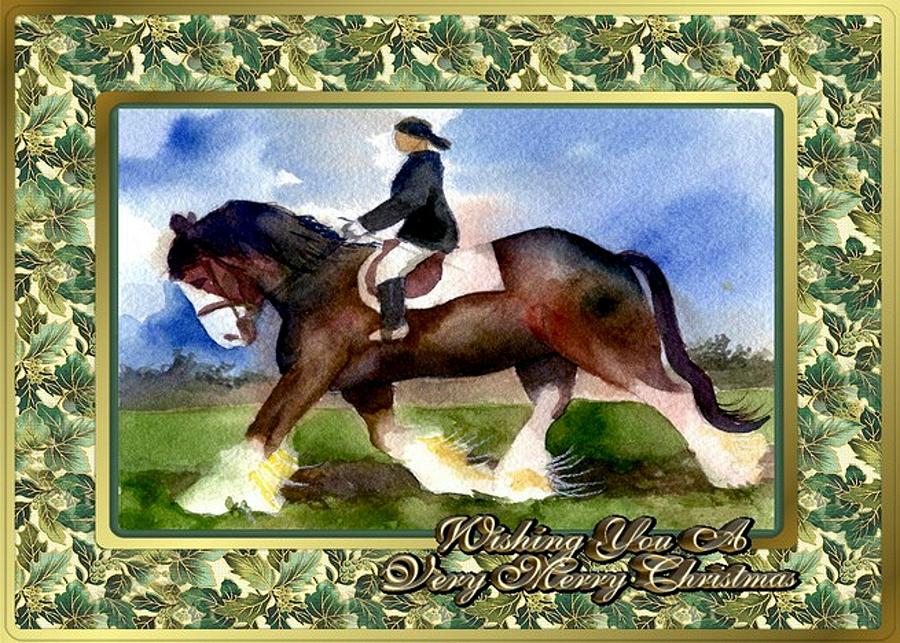 Clydesdale Draft Horse Christmas Card Painting by Olde Time Mercantile