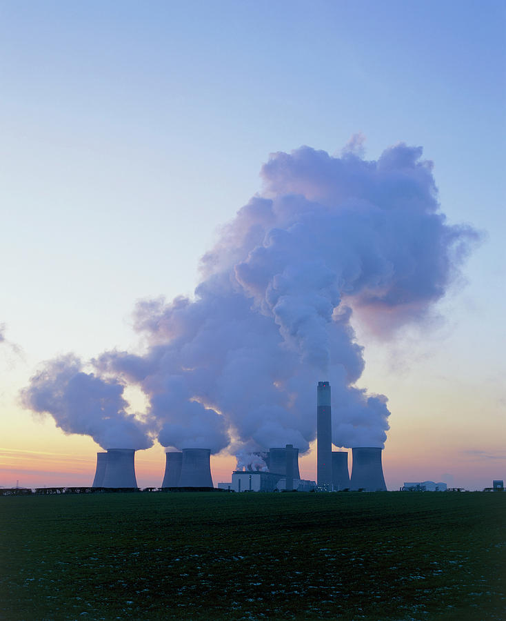 Coal-fired Power Station At Dusk #2 by Martin Bond/science Photo Library