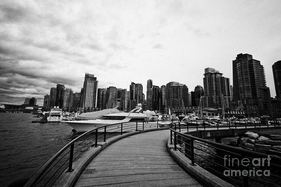 Boat Photograph - coal harbour marina and high rise apartment condo blocks in the west end Vancouver BC Canada #2 by Joe Fox