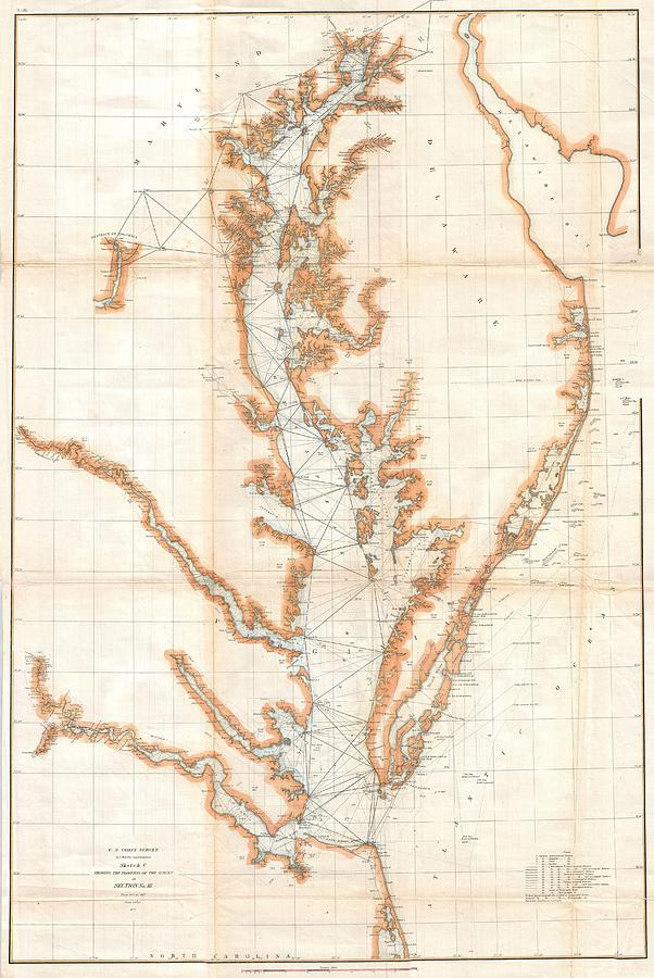 Abstract Photograph - Coast Survey Chart or Map of Chesapeake Bay and Delaware Bay #2 by Paul Fearn