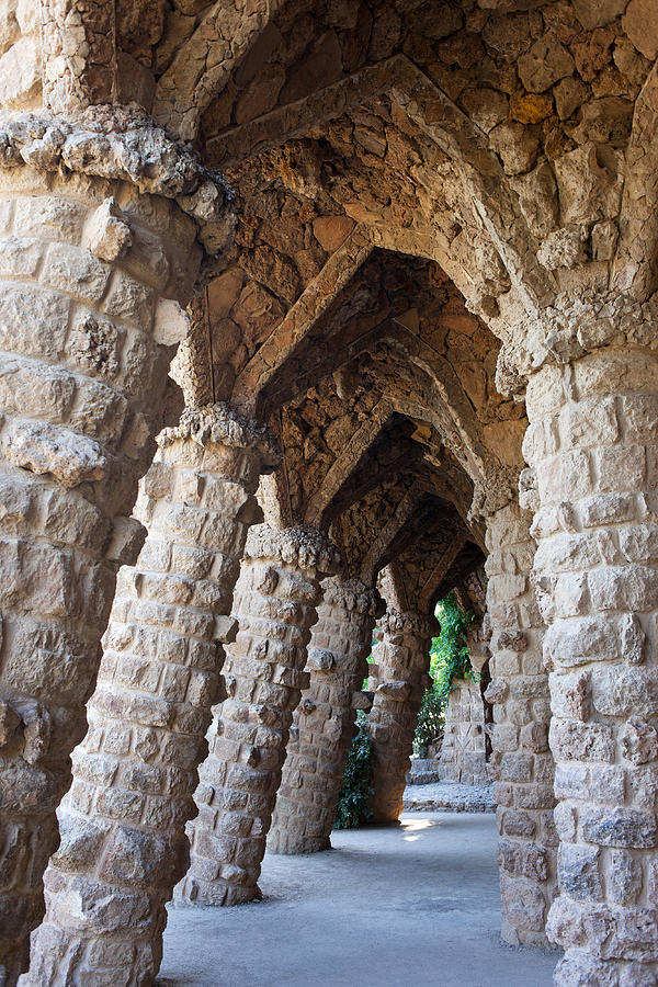 Colonnaded Terrace by Antoni Gaudi in Park Guell #2 Photograph by Artur Bogacki