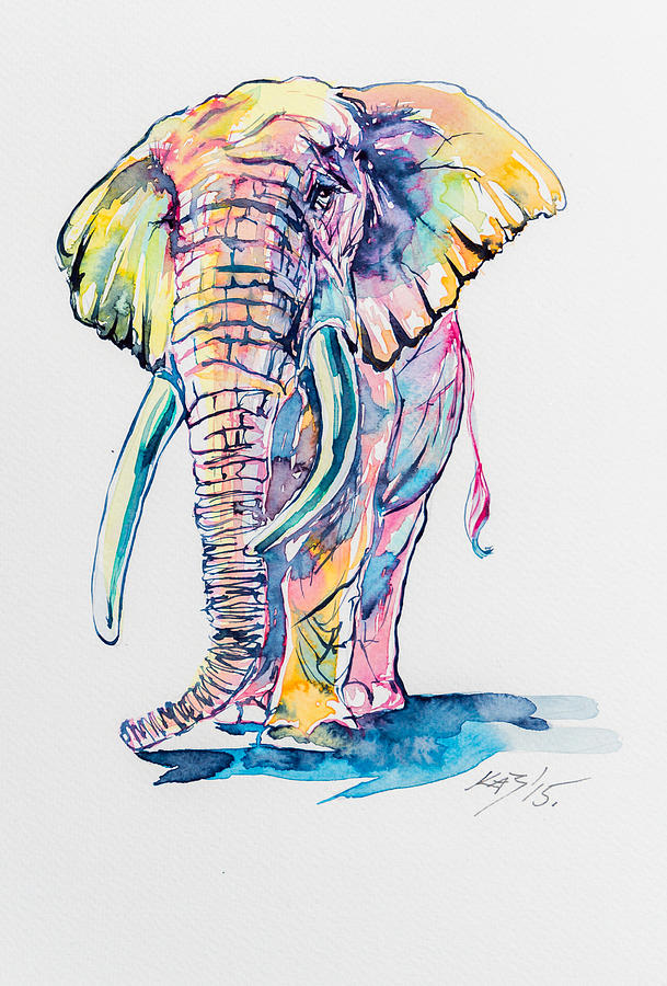 Elephant Painting - Colorful elephant #13 by Kovacs Anna Brigitta