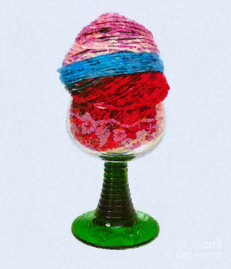 Colorful knitting yarn in a wine glass #2 Photograph by Les Palenik