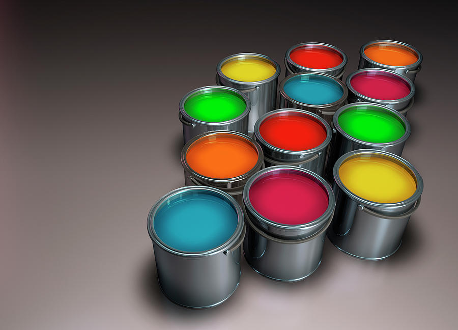Colorful Paint In Paint Cans #2 Photograph by Ikon Ikon Images