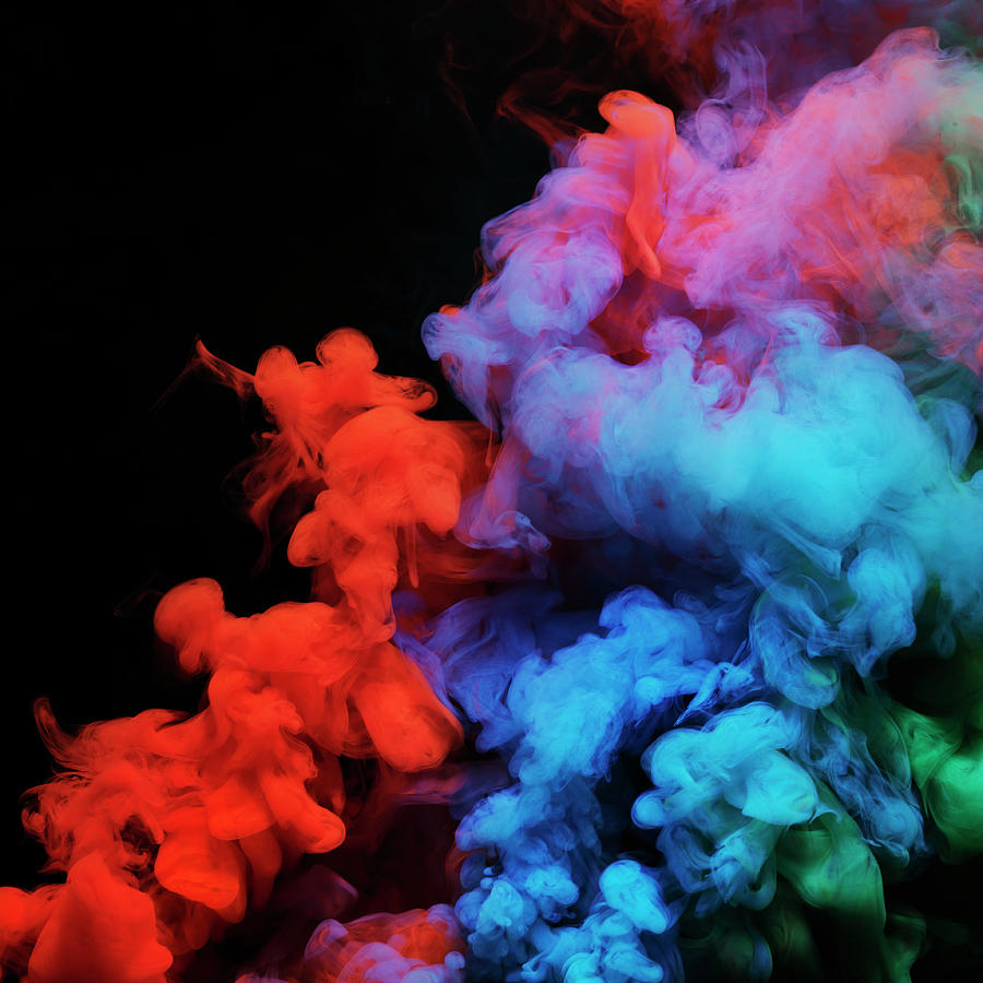 Coloured Smoke Mixing In Dark Room #2 Photograph by Henrik Sorensen