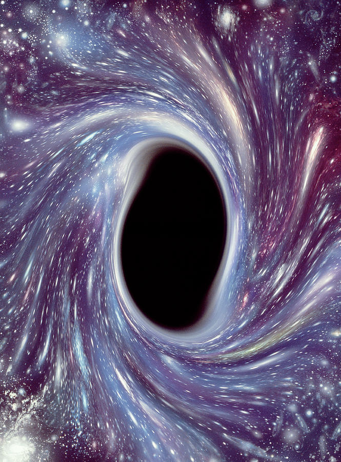 Black Hole Photograph - Computer Artwork Of A Black Hole Against Starfield #2 by Mehau Kulyk