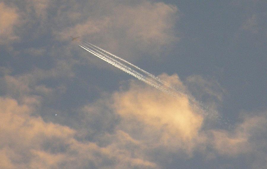 Contrail and Venus #2 Photograph by Shannon Story