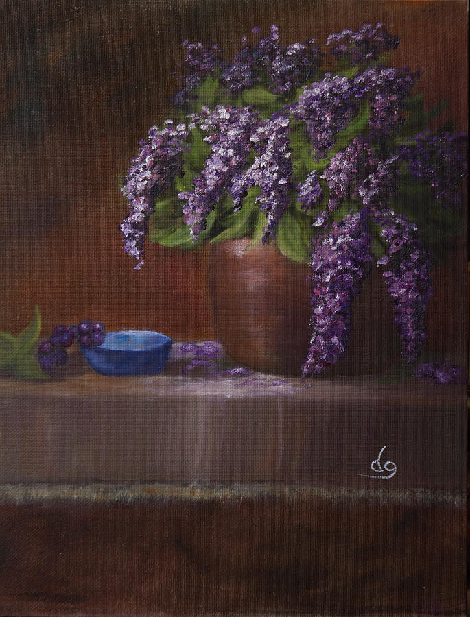 Flower Painting - Copper Vase and Lilacs by DG Ewing
