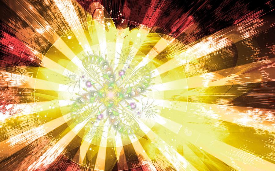 Space Digital Art - Cosmic Solar Flower Fern Flare 2 #1 by Shawn Dall