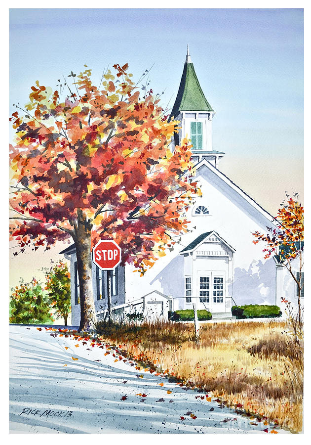 Stop in Sunday Painting by Rick Mock