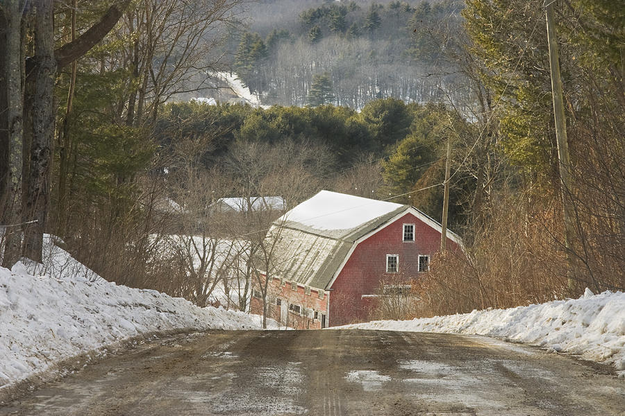 Country Road And Barn In Winter Maine #2 Photograph by Keith Webber Jr