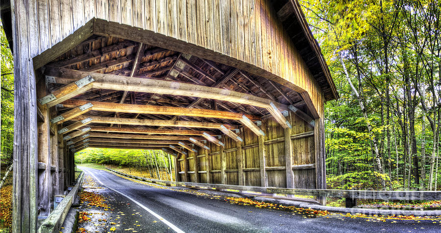 Fall Photograph - Covered Bridge at Sleeping Bear Dunes #2 by Twenty Two North Photography