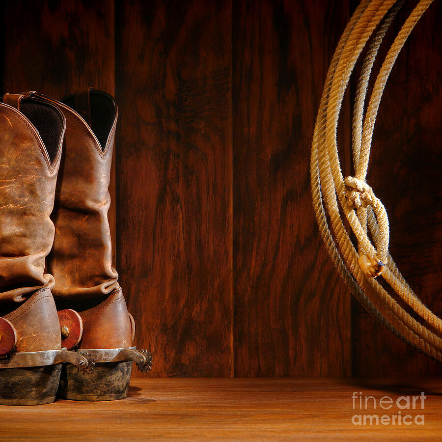 Cowboy Boots and Lasso Lariat #2 Photograph by Olivier Le Queinec
