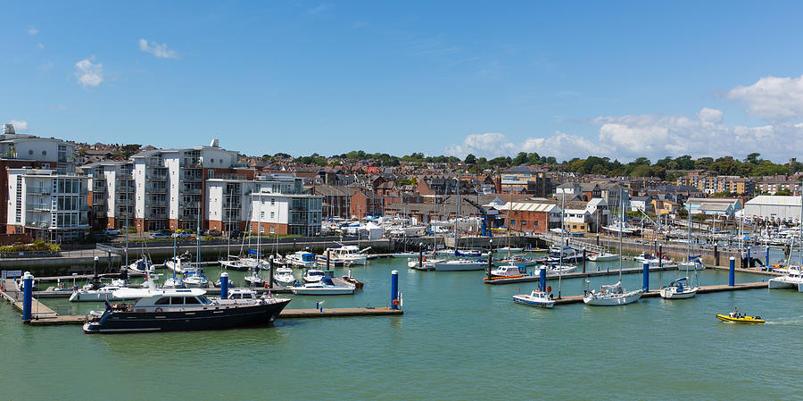 Boat Photograph - Cowes harbour Isle of Wight on a calm blue sky summer day #2 by Charlesy 