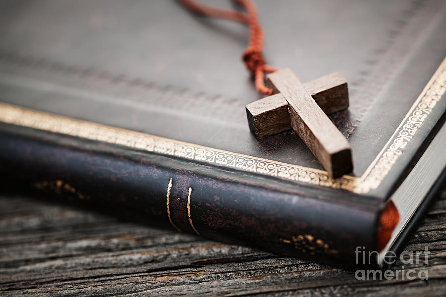 Cross on Bible 1 Photograph by Elena Elisseeva