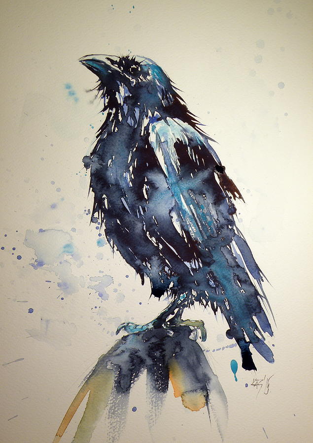 Crow Painting - Crow #2 by Kovacs Anna Brigitta