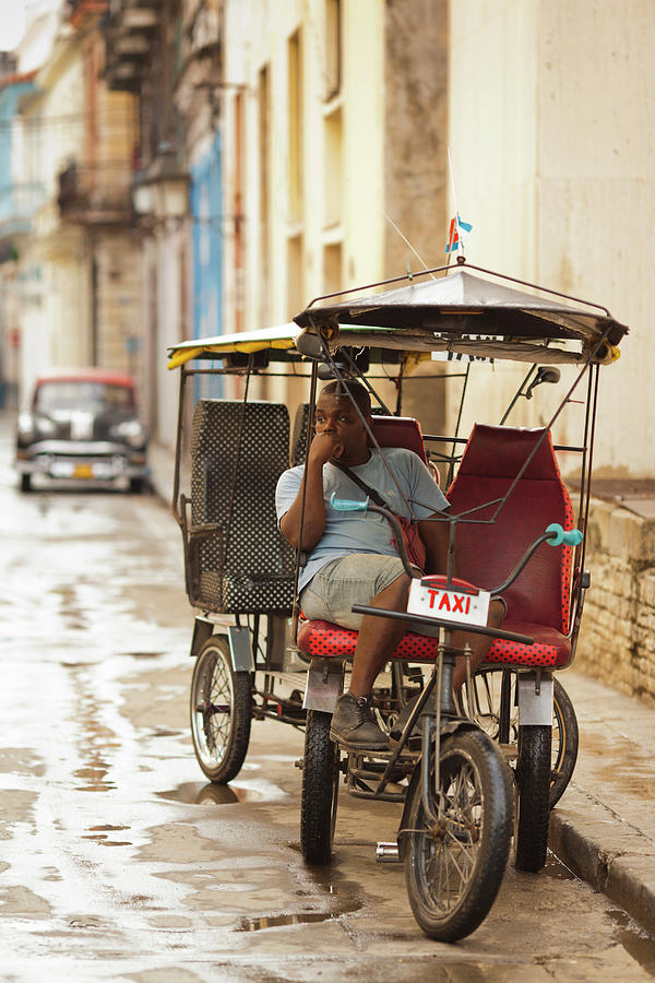 City Photograph - Cuba, Havana, Havana Vieja, Pedal Taxi #2 by Walter Bibikow