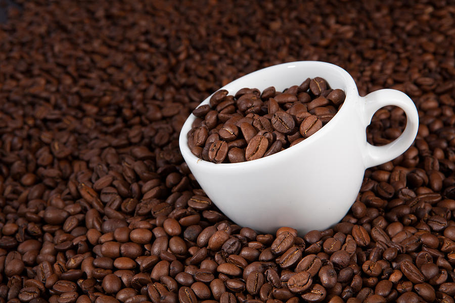 Cup Of Coffee Beans #2 Photograph by Raimond Klavins