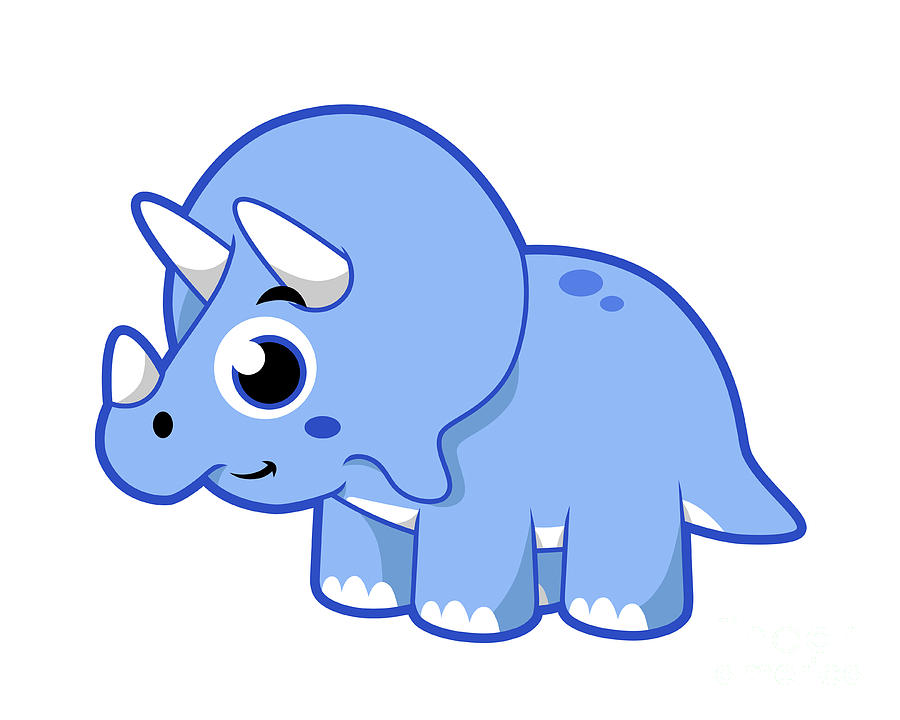 Cute Illustration Of A Triceratops Digital Art by Stocktrek Images Pixels