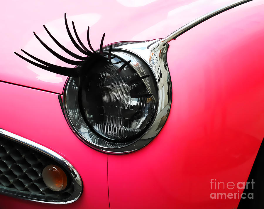 Quirky Photograph - Cute pink car #2 by Jasna Buncic