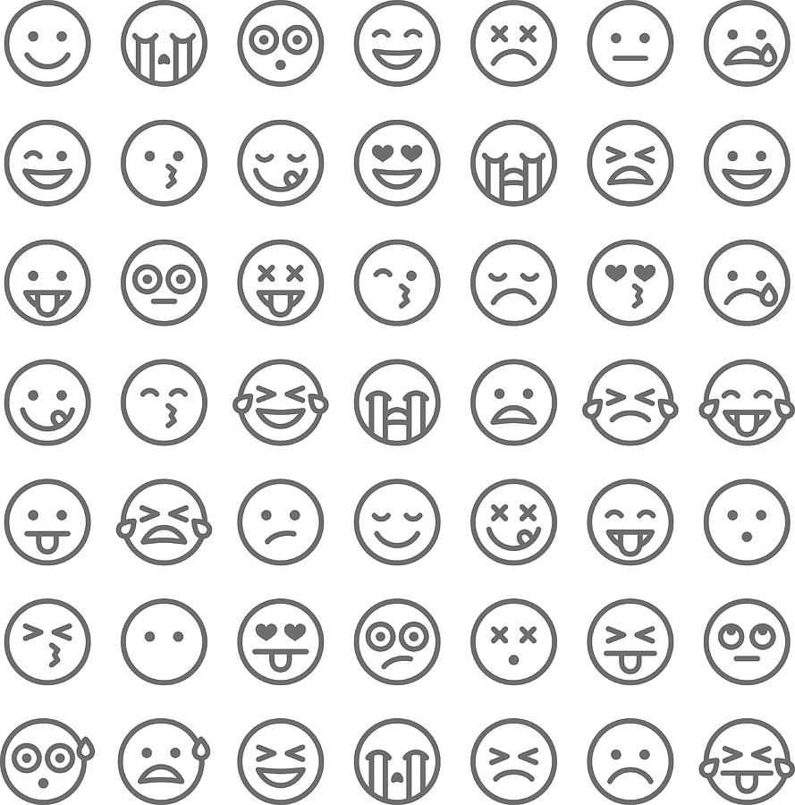 Cute Set of Simple Emojis #2 Drawing by Bortonia