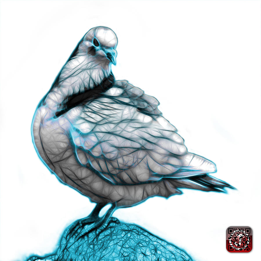 Cyan Pigeon Pop Art 5516 - FS - BB -  Modern Animal Artist James #2 Digital Art by James Ahn