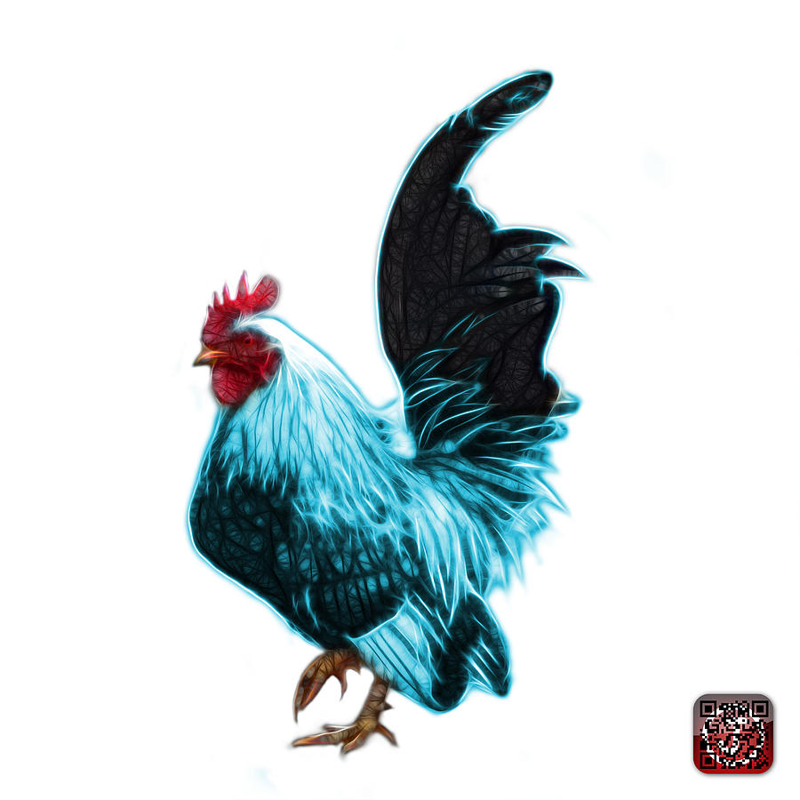 Cyan Rooster Pop Art - 4602 - bb - James Ahn #2 Digital Art by James Ahn