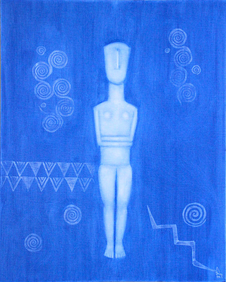 Greek Painting - Cycladic Goddess - right panel #2 by Diana Perfect