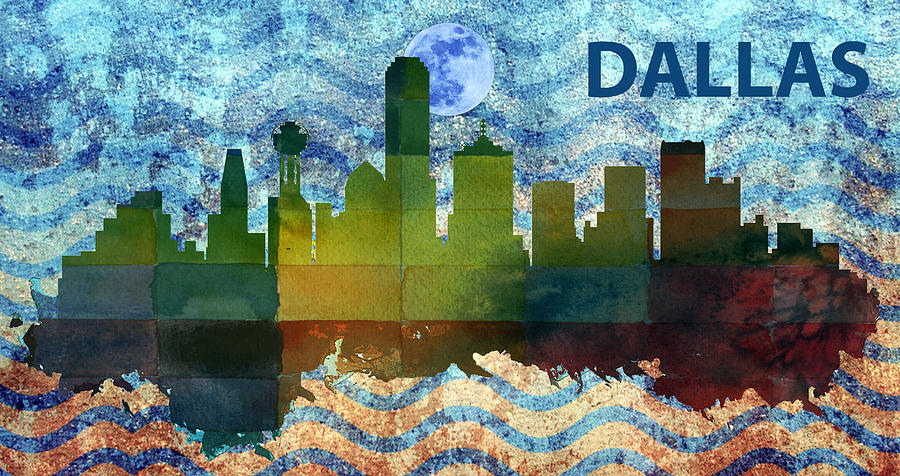 Dallas City Skylines Silhouette Painting by MotionAge Designs