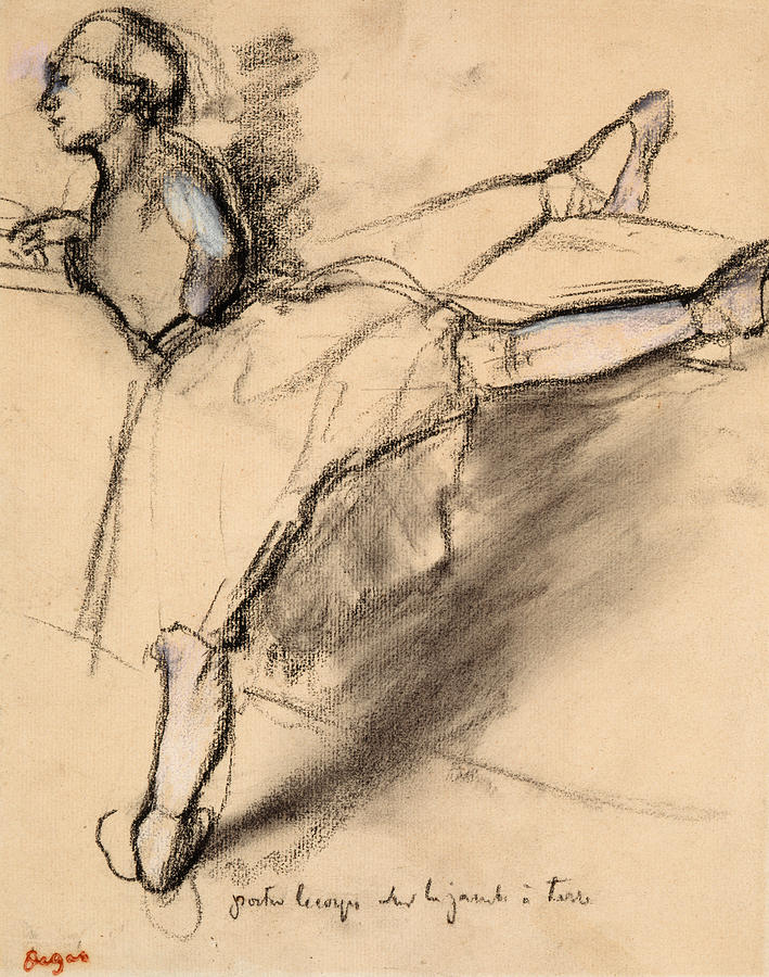 Edgar Degas Drawing - Dancer at the bar by Edgar Degas
