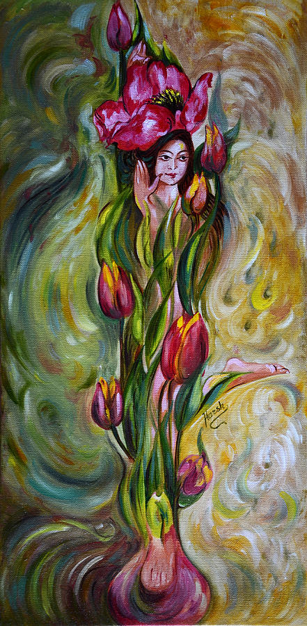 Dancing Tulips Painting by Harsh Malik