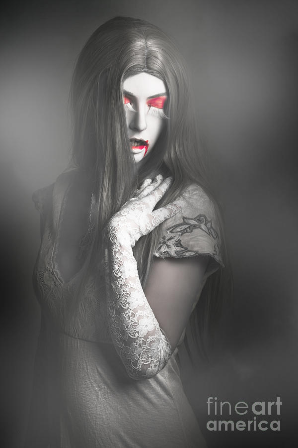 Dark fine art portrait. Beautiful vampire woman #2 Photograph by Jorgo Photography