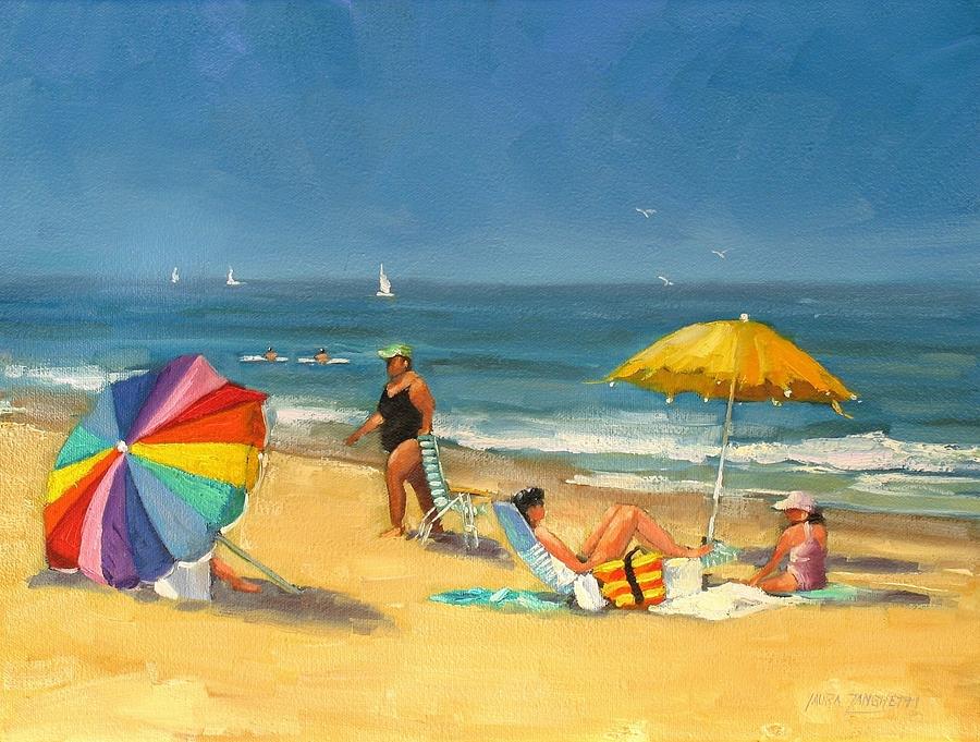 Day at the Beach Painting by Laura Lee Zanghetti