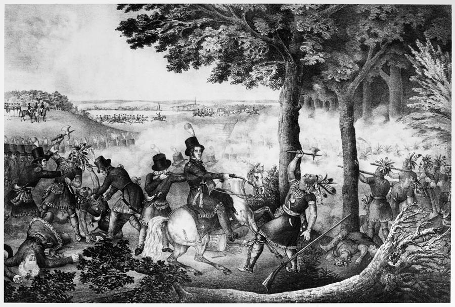 Death Of Tecumseh, 1813 #2 Painting by Granger