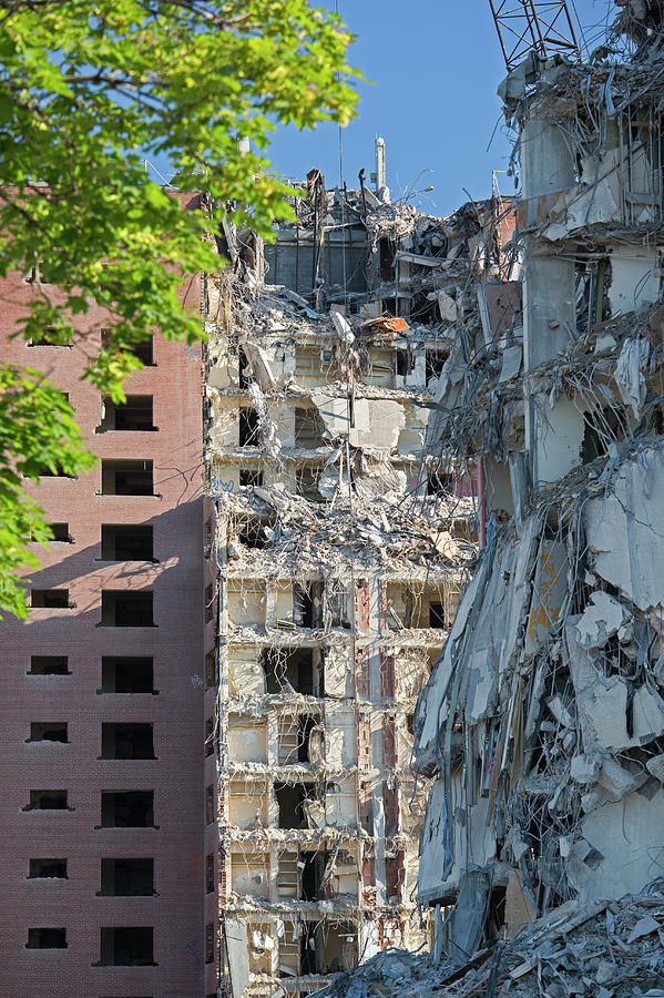 Demolition Of Detroit Housing Towers #2 Photograph by Jim West
