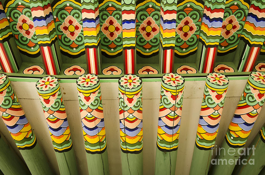 Detail Of Wooden Painted Palace Building Seoul South Korea #2 Photograph by JM Travel Photography