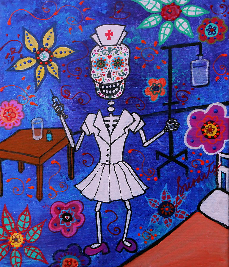 Dia De Los Muertos Nurse #2 Painting by Pristine Cartera Turkus