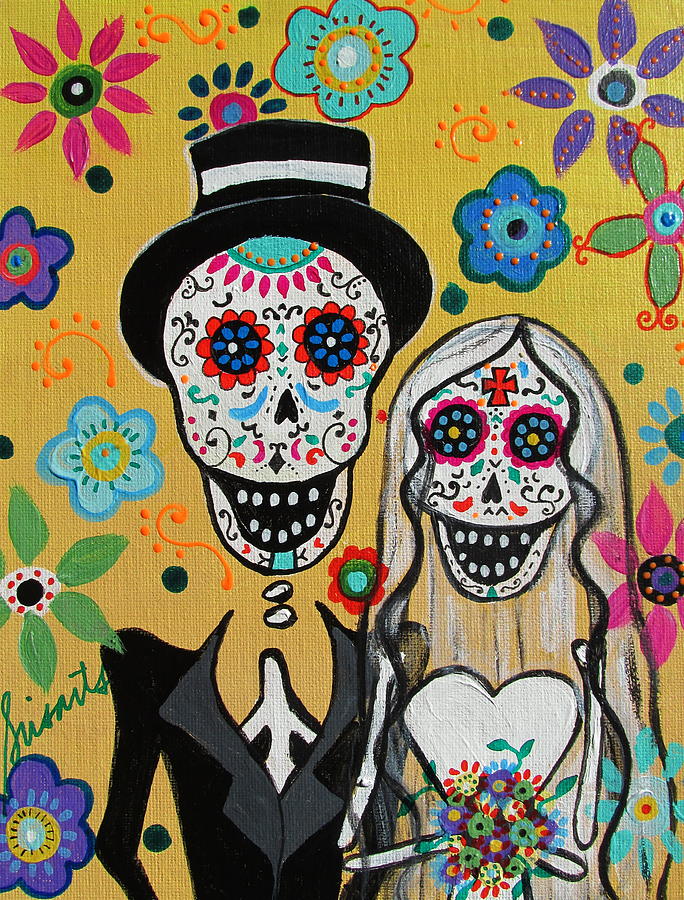 Dia De Los Muertos Wedding #2 Painting by Pristine Cartera Turkus