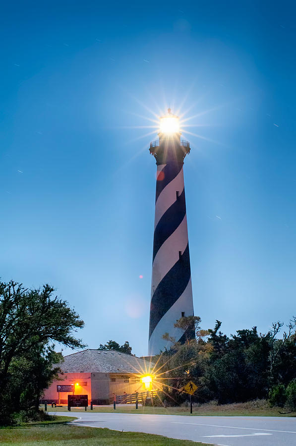 Diagonal black and white stripes mark the Cape Hatteras lighthou #2 Photograph by Alex Grichenko