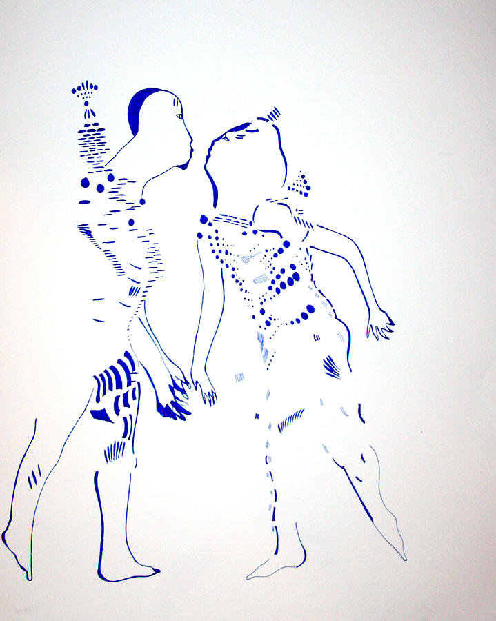 Dinka Courtship - South Sudan #2 Drawing by Gloria Ssali