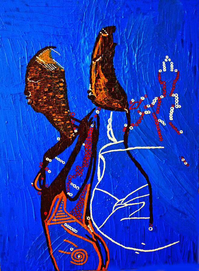 Dinka Embrace - South Sudan #2 Painting by Gloria Ssali