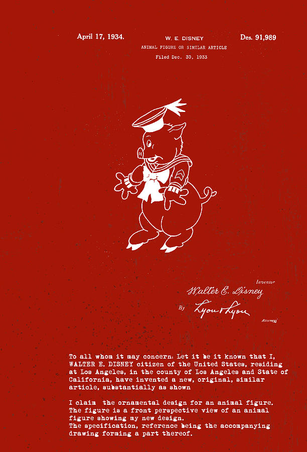 Disney Pig Patent #2 Digital Art by Marlene Watson