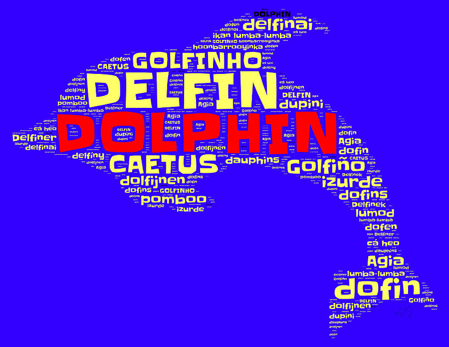 Dolphin Word Cloud #2 Painting by Bruce Nutting